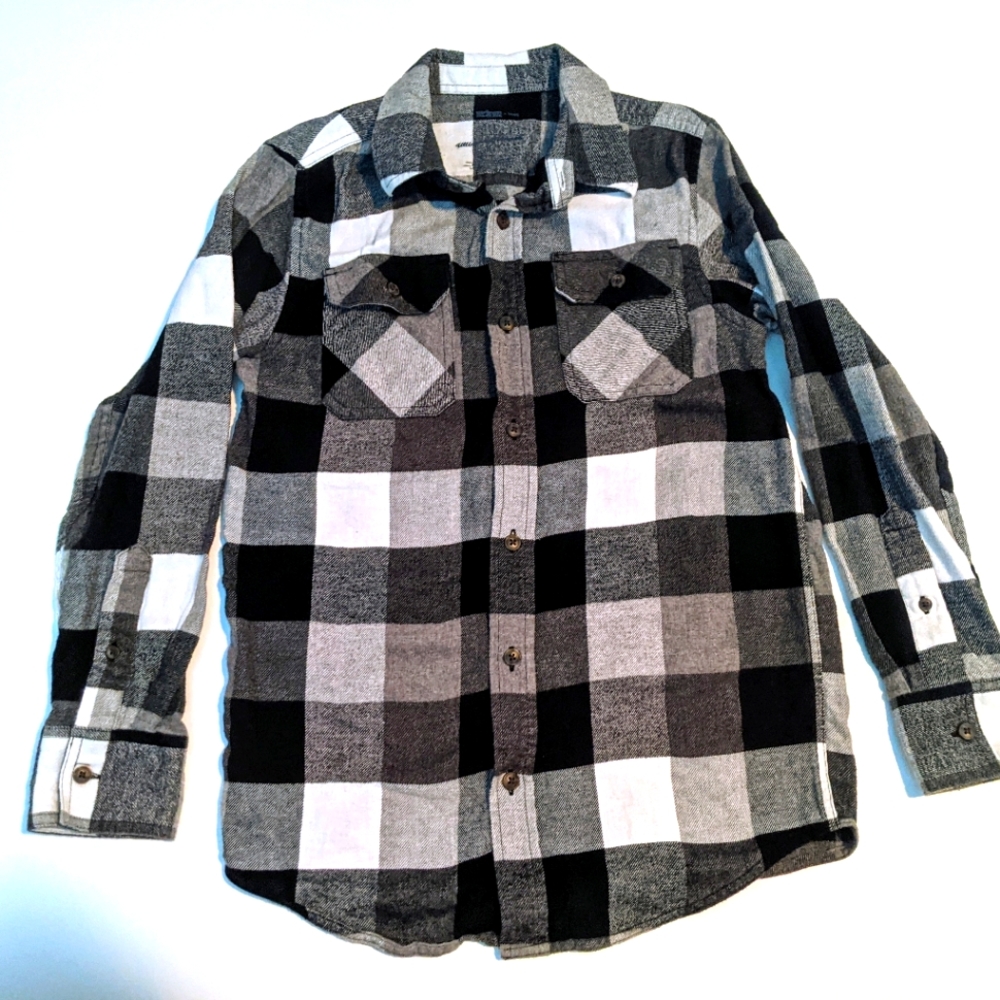Black & White Buffalo Check Flannel Shirt Boys M